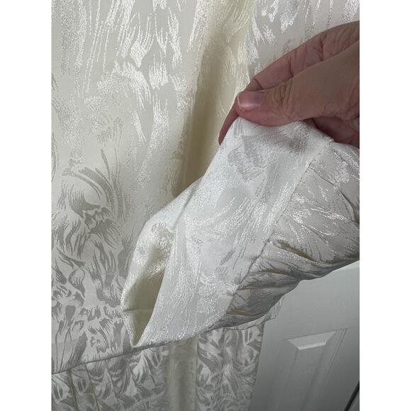 90s Just in Thyme Ivory White Brocade Party Dress Wedding Dress Florals Size 16 - Picture 6 of 8